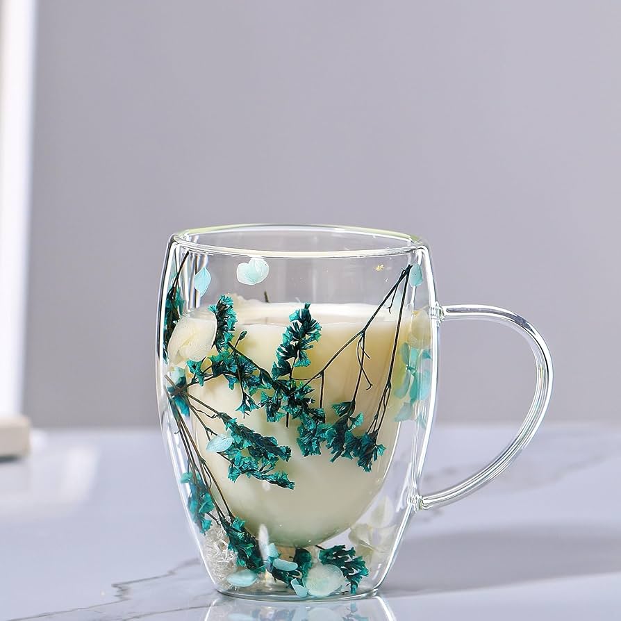 Double Wall Glass Flower Mug- 20% More Discount + FREE Delivery TODAY (Sale Ends Today)