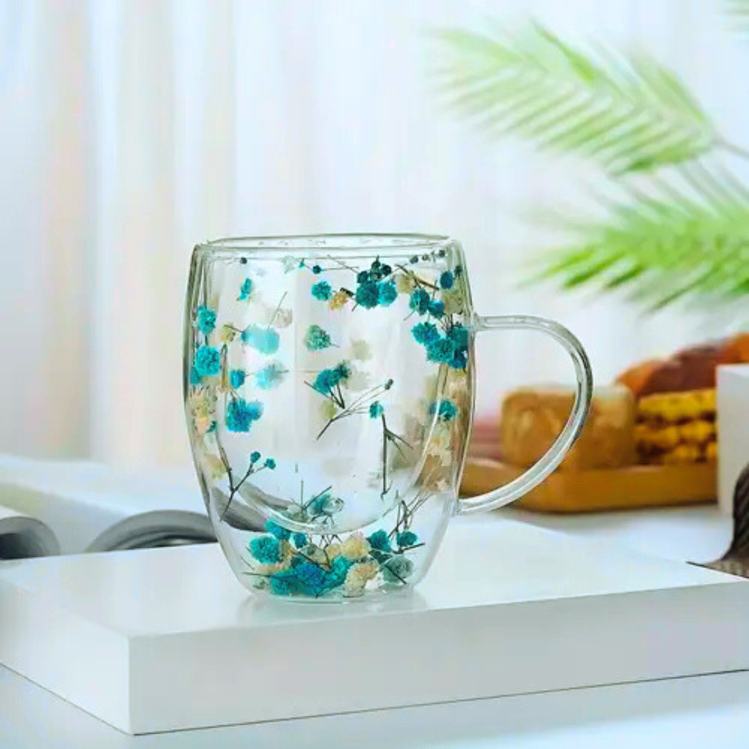 Double Wall Glass Flower Mug- 20% More Discount + FREE Delivery TODAY (Sale Ends Today)