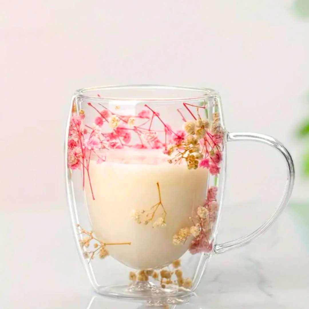 Double Wall Glass Flower Mug- 20% More Discount + FREE Delivery TODAY (Sale Ends Today)